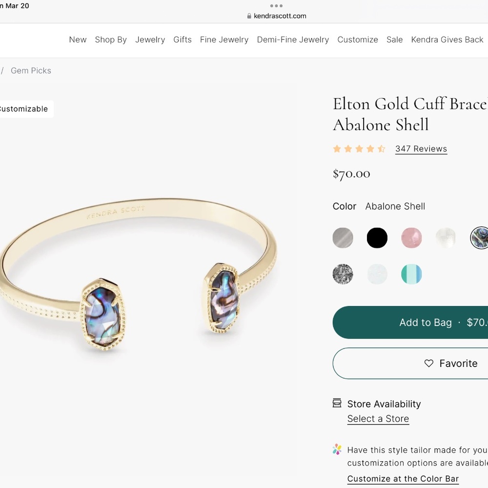 Kendra Scott Elton gold cuff bracelet